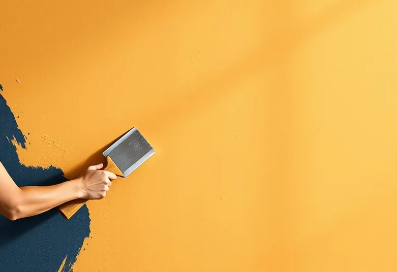 Application d'un enduit décoratif à la lisseuse sur un mur